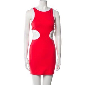 STAUD Mini Dolce Dress Side Cut Outs in Hibiscus and White  Size Small